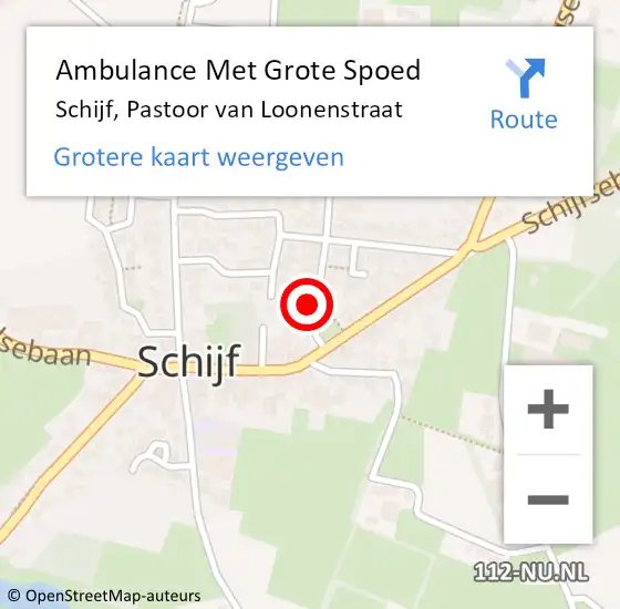 Locatie op kaart van de 112 melding: Ambulance Met Grote Spoed Naar Schijf, Pastoor van Loonenstraat op 27 november 2013 05:34