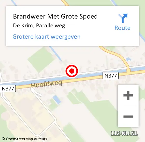 Locatie op kaart van de 112 melding: Brandweer Met Grote Spoed Naar De Krim, Parallelweg op 16 november 2015 05:09