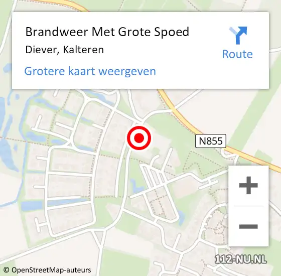 Locatie op kaart van de 112 melding: Brandweer Met Grote Spoed Naar Diever, Kalteren op 16 november 2015 06:05