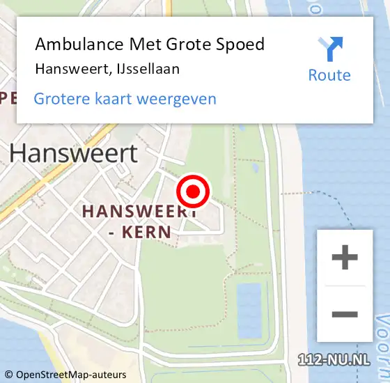 Locatie op kaart van de 112 melding: Ambulance Met Grote Spoed Naar Hansweert, IJssellaan op 16 november 2015 06:23