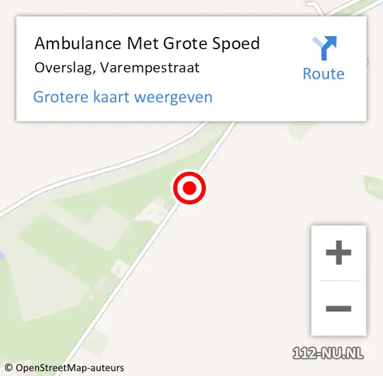 Locatie op kaart van de 112 melding: Ambulance Met Grote Spoed Naar Overslag, Varempestraat op 16 november 2015 06:56