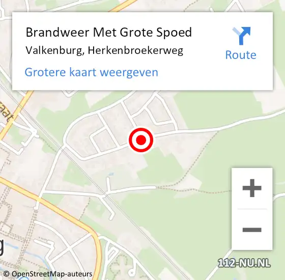 Locatie op kaart van de 112 melding: Brandweer Met Grote Spoed Naar Valkenburg, Herkenbroekerweg op 16 november 2015 07:39