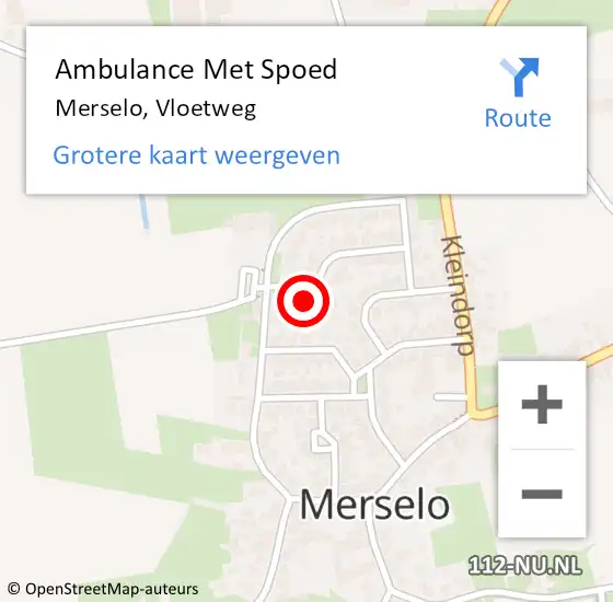 Locatie op kaart van de 112 melding: Ambulance Met Spoed Naar Merselo, Vloetweg op 27 november 2013 06:35