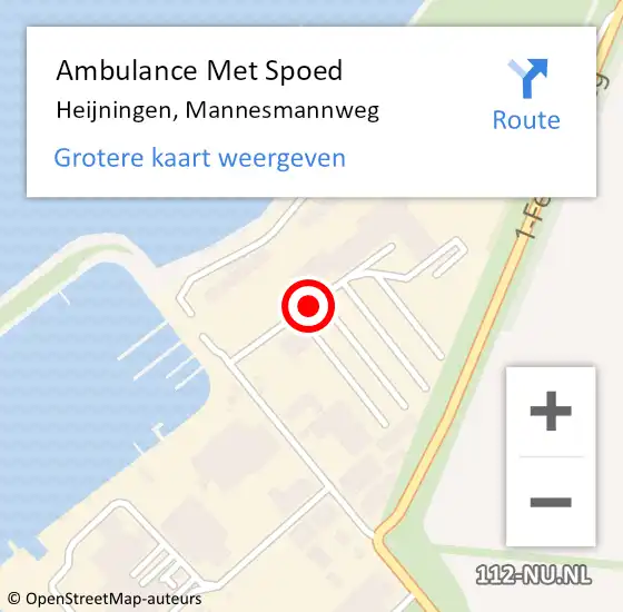 Locatie op kaart van de 112 melding: Ambulance Met Spoed Naar Heijningen, Mannesmannweg op 16 november 2015 09:03