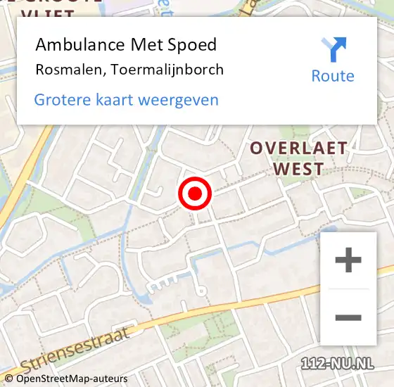 Locatie op kaart van de 112 melding: Ambulance Met Spoed Naar Rosmalen, Toermalijnborch op 16 november 2015 09:12