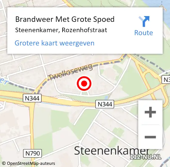Locatie op kaart van de 112 melding: Brandweer Met Grote Spoed Naar Steenenkamer, Rozenhofstraat op 16 november 2015 09:14
