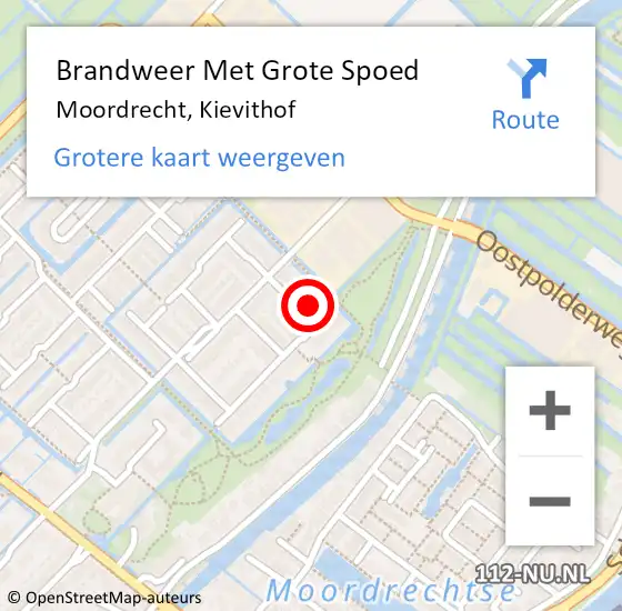 Locatie op kaart van de 112 melding: Brandweer Met Grote Spoed Naar Moordrecht, Kievithof op 16 november 2015 09:20