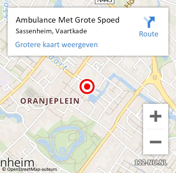 Locatie op kaart van de 112 melding: Ambulance Met Grote Spoed Naar Sassenheim, Vaartkade op 16 november 2015 09:30