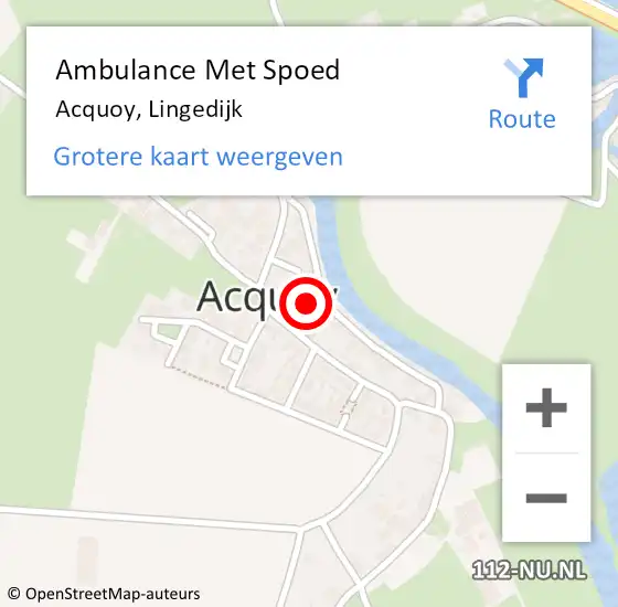 Locatie op kaart van de 112 melding: Ambulance Met Spoed Naar Acquoy, Lingedijk op 16 november 2015 09:54