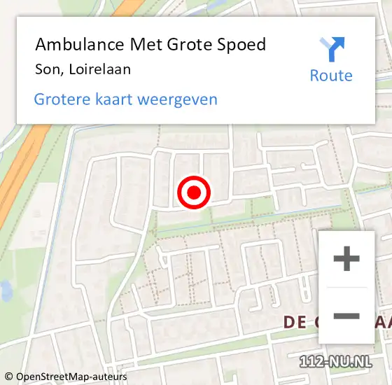 Locatie op kaart van de 112 melding: Ambulance Met Grote Spoed Naar Son, Loirelaan op 16 november 2015 10:08