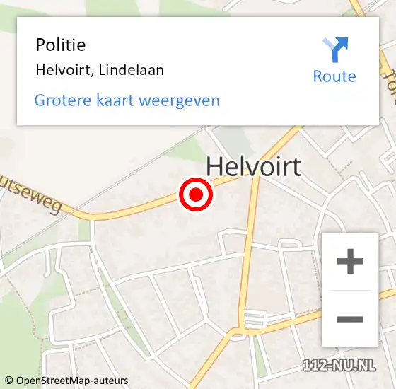 Locatie op kaart van de 112 melding: Politie Helvoirt, Lindelaan op 16 november 2015 12:39
