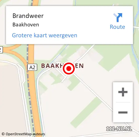 Locatie op kaart van de 112 melding: Brandweer Baakhoven op 16 november 2015 12:40