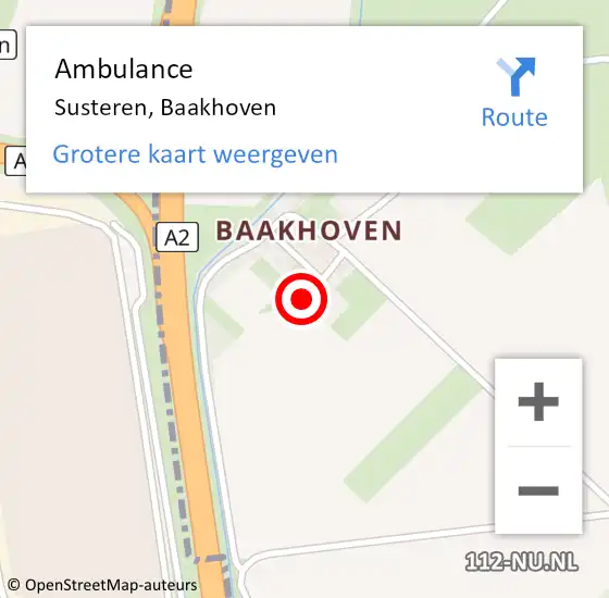 Locatie op kaart van de 112 melding: Ambulance Susteren, Baakhoven op 16 november 2015 12:42