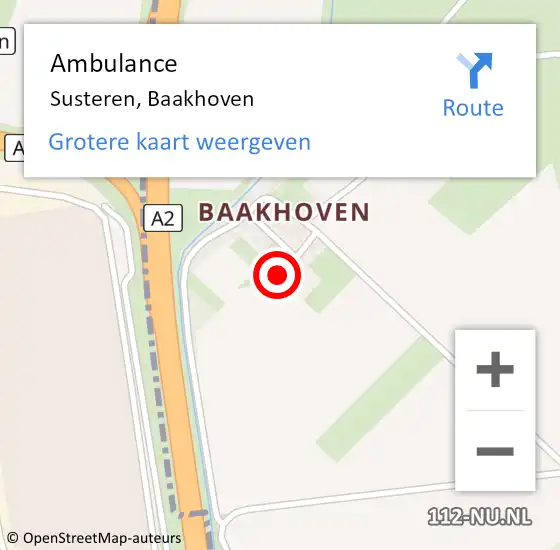 Locatie op kaart van de 112 melding: Ambulance Susteren, Baakhoven op 16 november 2015 12:43