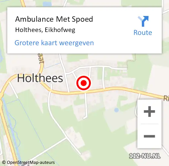 Locatie op kaart van de 112 melding: Ambulance Met Spoed Naar Holthees, Eikhofweg op 16 november 2015 13:35