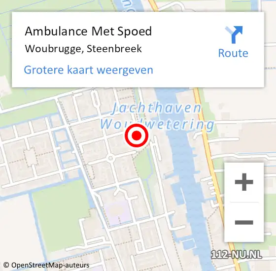 Locatie op kaart van de 112 melding: Ambulance Met Spoed Naar Woubrugge, Steenbreek op 16 november 2015 13:40