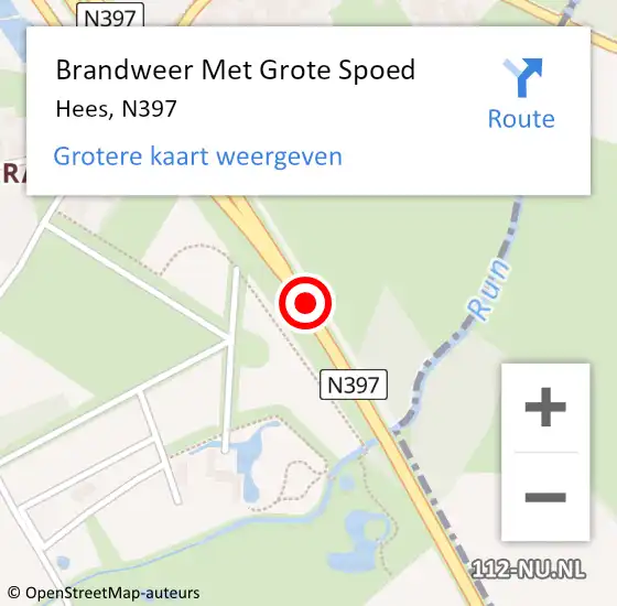 Locatie op kaart van de 112 melding: Brandweer Met Grote Spoed Naar Hees, N397 op 27 november 2013 07:53