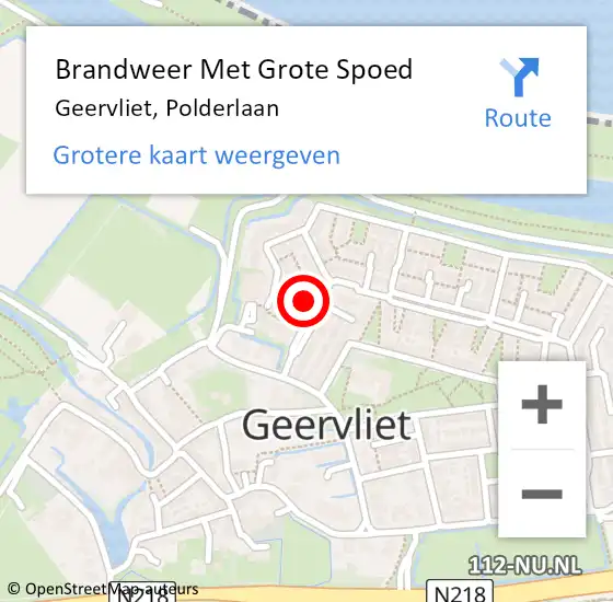 Locatie op kaart van de 112 melding: Brandweer Met Grote Spoed Naar Geervliet, Polderlaan op 16 november 2015 14:23