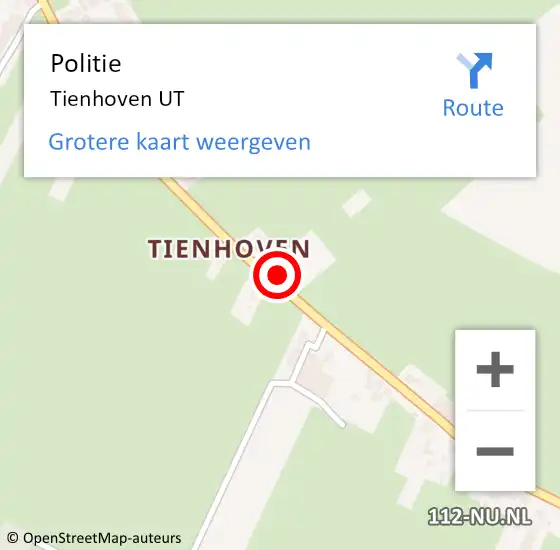 Locatie op kaart van de 112 melding: Politie Tienhoven UT, N226 op 27 november 2013 08:00