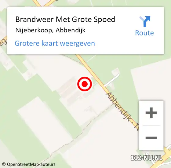 Locatie op kaart van de 112 melding: Brandweer Met Grote Spoed Naar Nijeberkoop, Abbendijk op 16 november 2015 14:47