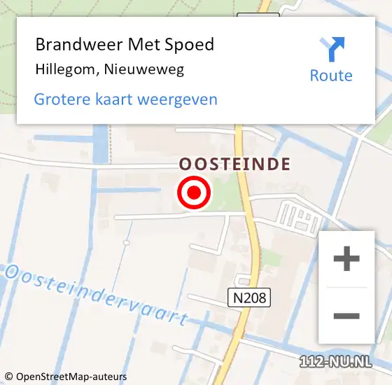 Locatie op kaart van de 112 melding: Brandweer Met Spoed Naar Hillegom, Nieuweweg op 16 november 2015 15:53