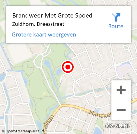 Locatie op kaart van de 112 melding: Brandweer Met Grote Spoed Naar Zuidhorn, Dreesstraat op 16 november 2015 15:54