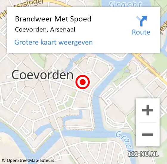 Locatie op kaart van de 112 melding: Brandweer Met Spoed Naar Coevorden, Arsenaal op 16 november 2015 16:35