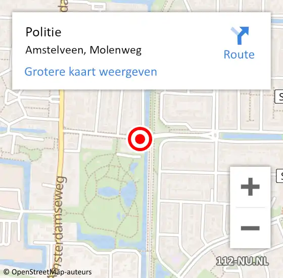 Locatie op kaart van de 112 melding: Politie Amstelveen, Molenweg op 16 november 2015 16:56