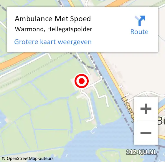 Locatie op kaart van de 112 melding: Ambulance Met Spoed Naar Warmond, Hellegatspolder op 16 november 2015 18:01