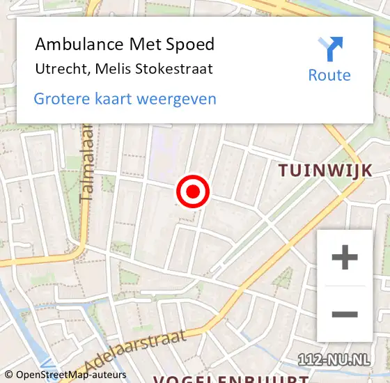 Locatie op kaart van de 112 melding: Ambulance Met Spoed Naar Utrecht, Melis Stokestraat op 16 november 2015 21:06