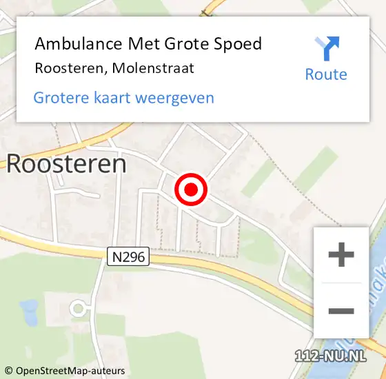 Locatie op kaart van de 112 melding: Ambulance Met Grote Spoed Naar Roosteren, Molenstraat op 16 november 2015 22:58