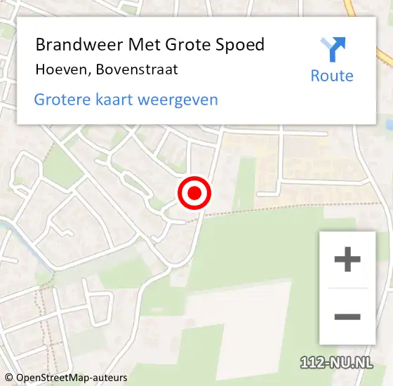 Locatie op kaart van de 112 melding: Brandweer Met Grote Spoed Naar Hoeven, Bovenstraat op 16 november 2015 23:14