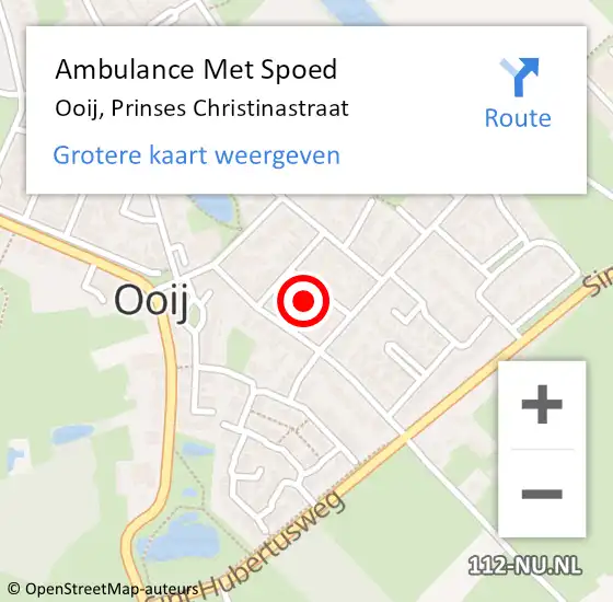 Locatie op kaart van de 112 melding: Ambulance Met Spoed Naar Ooij, Prinses Christinastraat op 17 november 2015 01:05