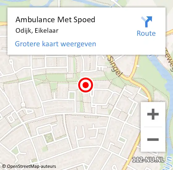 Locatie op kaart van de 112 melding: Ambulance Met Spoed Naar Odijk, Eikelaar op 17 november 2015 02:07