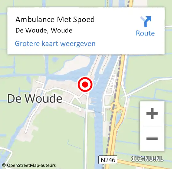 Locatie op kaart van de 112 melding: Ambulance Met Spoed Naar De Woude, Woude op 17 november 2015 02:37