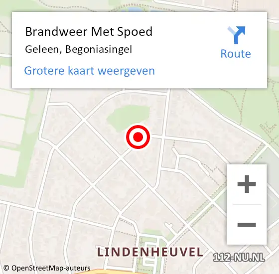 Locatie op kaart van de 112 melding: Brandweer Met Spoed Naar Geleen, Begoniasingel op 17 november 2015 04:56