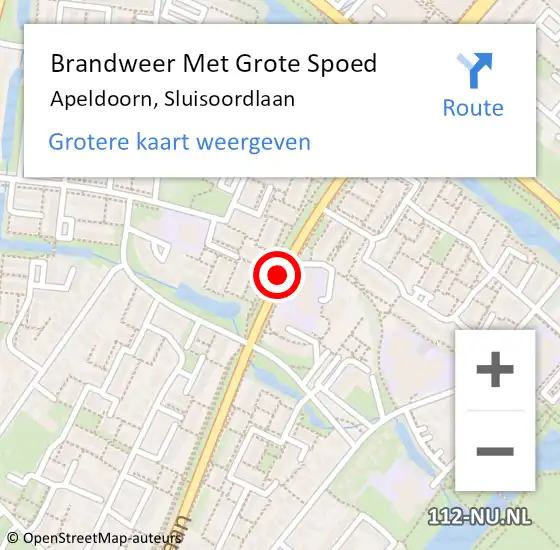 Locatie op kaart van de 112 melding: Brandweer Met Grote Spoed Naar Apeldoorn, Sluisoordlaan op 17 november 2015 07:47