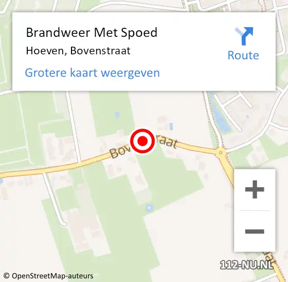 Locatie op kaart van de 112 melding: Brandweer Met Spoed Naar Hoeven, Bovenstraat op 17 november 2015 08:29