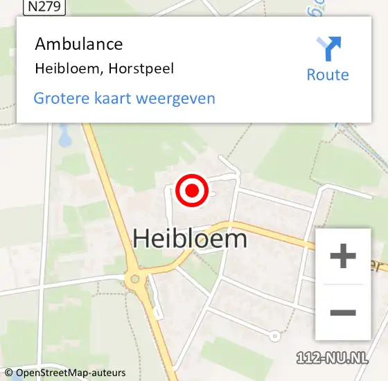 Locatie op kaart van de 112 melding: Ambulance Heibloem, Horstpeel op 27 november 2013 09:12
