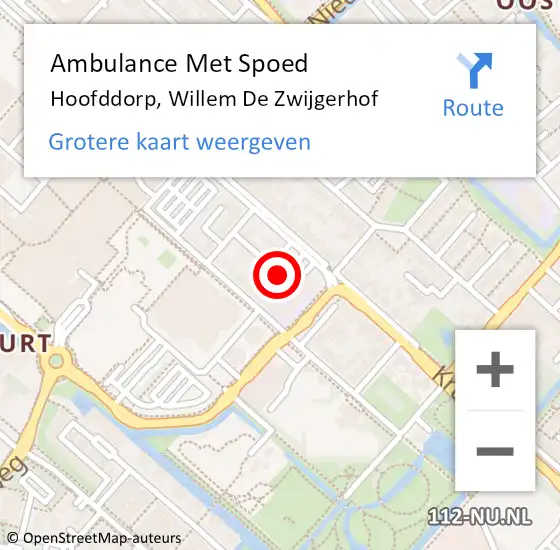 Locatie op kaart van de 112 melding: Ambulance Met Spoed Naar Hoofddorp, Willem De Zwijgerhof op 17 november 2015 09:49