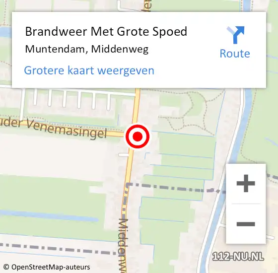 Locatie op kaart van de 112 melding: Brandweer Met Grote Spoed Naar Muntendam, Middenweg op 17 november 2015 10:00