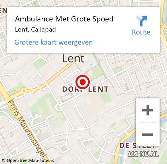 Locatie op kaart van de 112 melding: Ambulance Met Grote Spoed Naar Lent, Callapad op 17 november 2015 11:13