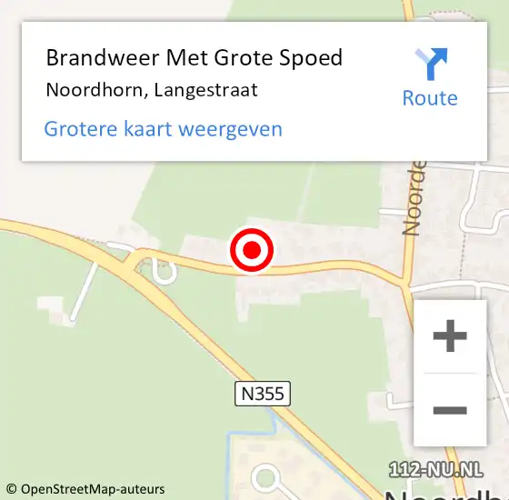 Locatie op kaart van de 112 melding: Brandweer Met Grote Spoed Naar Noordhorn, Langestraat op 17 november 2015 11:15