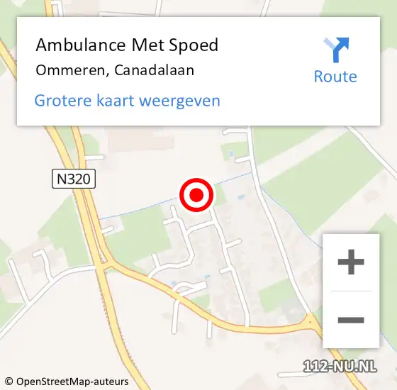 Locatie op kaart van de 112 melding: Ambulance Met Spoed Naar Ommeren, Canadalaan op 17 november 2015 11:23