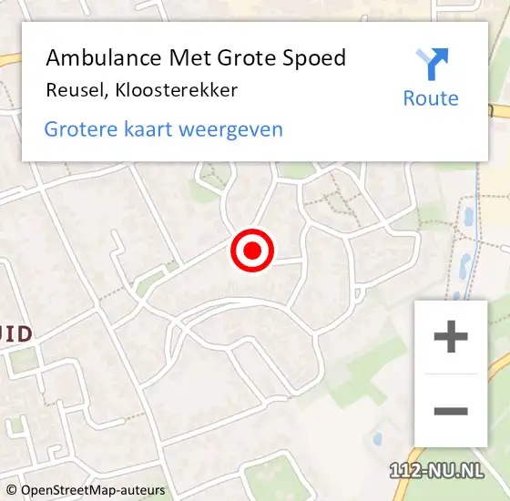 Locatie op kaart van de 112 melding: Ambulance Met Grote Spoed Naar Reusel, Kloosterekker op 17 november 2015 11:53