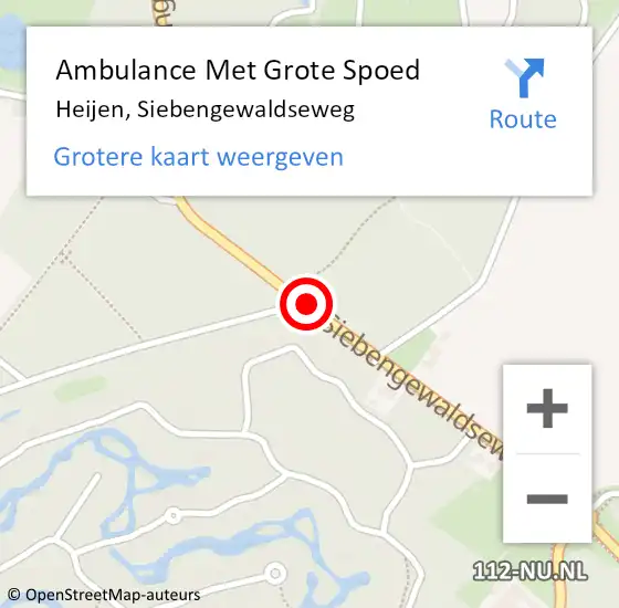 Locatie op kaart van de 112 melding: Ambulance Met Grote Spoed Naar Heijen, Siebengewaldseweg op 17 november 2015 12:37