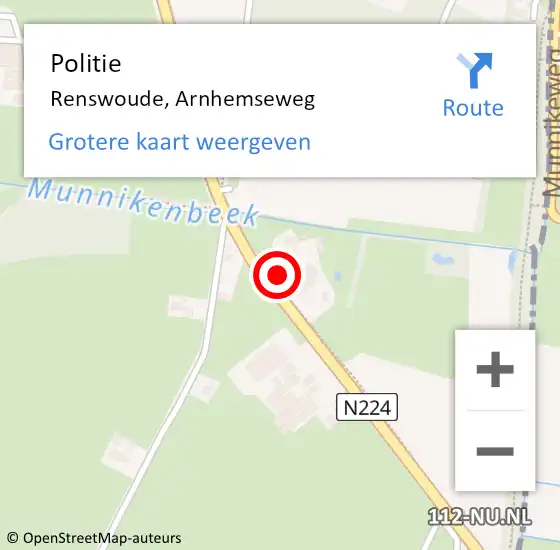 Locatie op kaart van de 112 melding: Politie Renswoude, Arnhemseweg op 14 september 2013 02:38