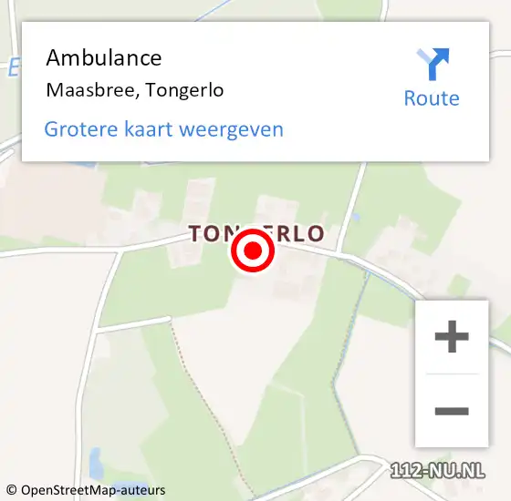 Locatie op kaart van de 112 melding: Ambulance Maasbree, Tongerlo op 17 november 2015 14:05