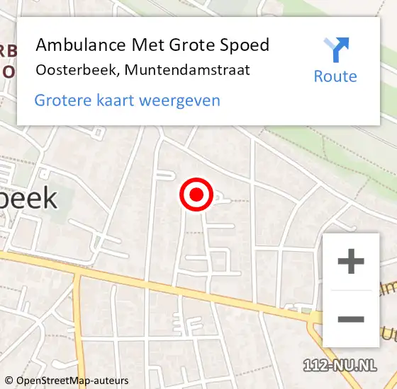 Locatie op kaart van de 112 melding: Ambulance Met Grote Spoed Naar Oosterbeek, Muntendamstraat op 17 november 2015 14:10