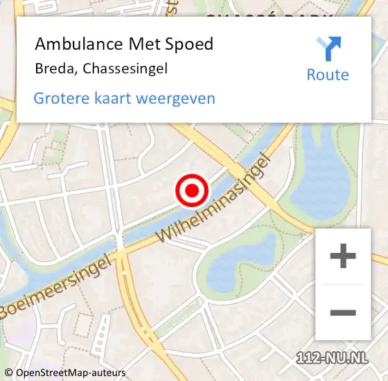 Locatie op kaart van de 112 melding: Ambulance Met Spoed Naar Breda, Chassesingel op 17 november 2015 14:12